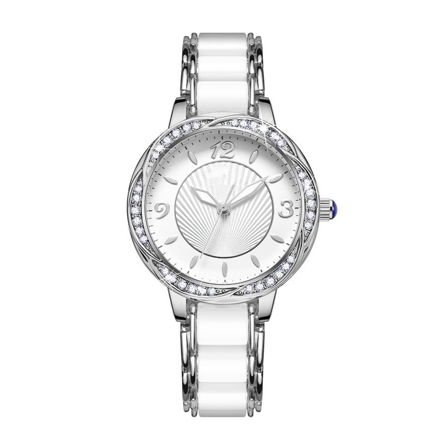 Women's Fashion Simple Ceramic Strap Butterfly Buckle Quartz Watch - Image 5