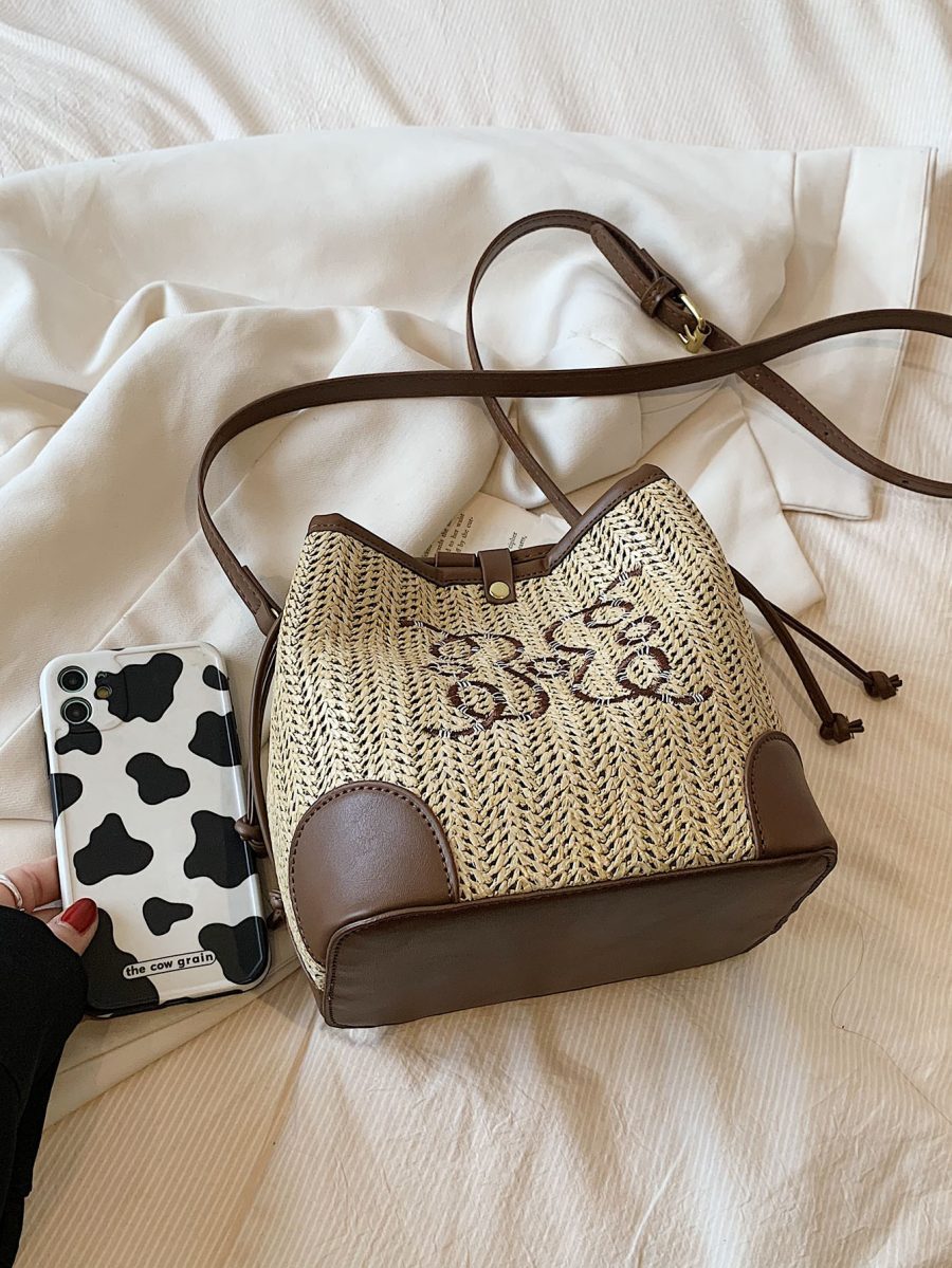 Women's Straw Seaside Vacation Beach Woven Bucket Bag - Image 2