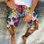 Skull Pattern Printing Digital 3D Men's Casual Quick-drying Beach Pants - Image 4