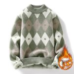 Personalized Knitting Men's Plush Thickened Top Long-sleeved Round Neck Sweater - Image 2