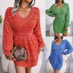Lantern Sleeve Waist Woolen Skirt