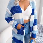 Plaid Sweater Women Casual Lantern Sleeves Cardigan Jacket Outerwear Clothes - Image 2