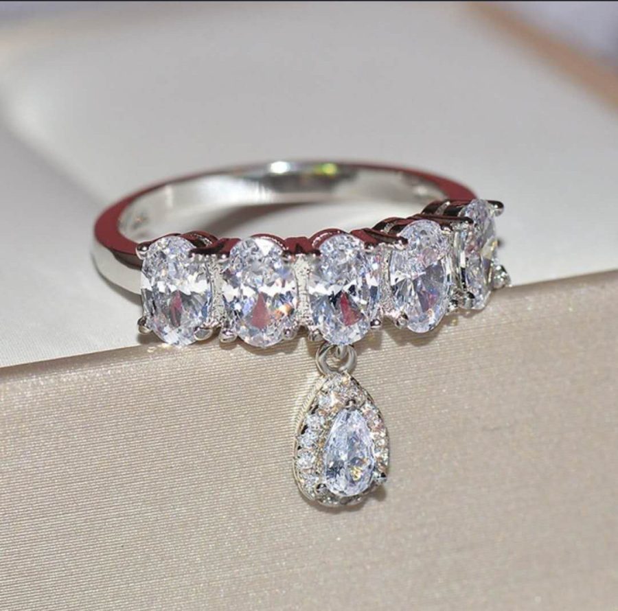 Fashion Creative Water Drop Pendant Zircon Ring Girl - Image 5