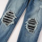 Leather Patching, Slimming, Worn-out Washed Jeans For Men - Image 5