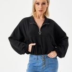 Women's Loose Casual Half Zipper Sweatshirt - Image 5