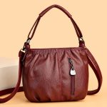 Retro Pleated Design Bucket Bag Fashion All-match Shoulder Messenger Bags For Women Handbag - Image 4
