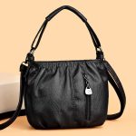 Retro Pleated Design Bucket Bag Fashion All-match Shoulder Messenger Bags For Women Handbag - Image 2