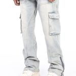 American Style Autumn And Winter Washed And Made Old Micro Elastic Jeans With Zipper Design At The Hem For Casual Pants - Image 5