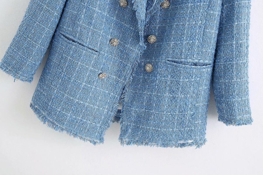 Retro loose suit tweed women's blazer jacket casual women streetwear - Image 10