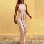 Sleeveless sexy sequined silver dot jumpsuit - Image 4