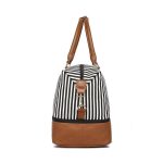 Women's Hand-carrying Travel Bag Striped Canvas - Image 6