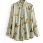 Leopard Lapel Ladies Blouse - Image 2
