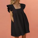 Square neck ruffled flying mini dress - Image 2