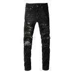 Collated Grey White Dyed Elastic Slim Fit Black Jeans For Men - Image 2