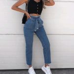 Women's Jeans Flowerbed High Waist Belted Jeans Women - Image 2