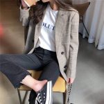 Collar Plaid Women Blazer - Image 2