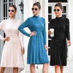 Twisted lace midi sweater dress