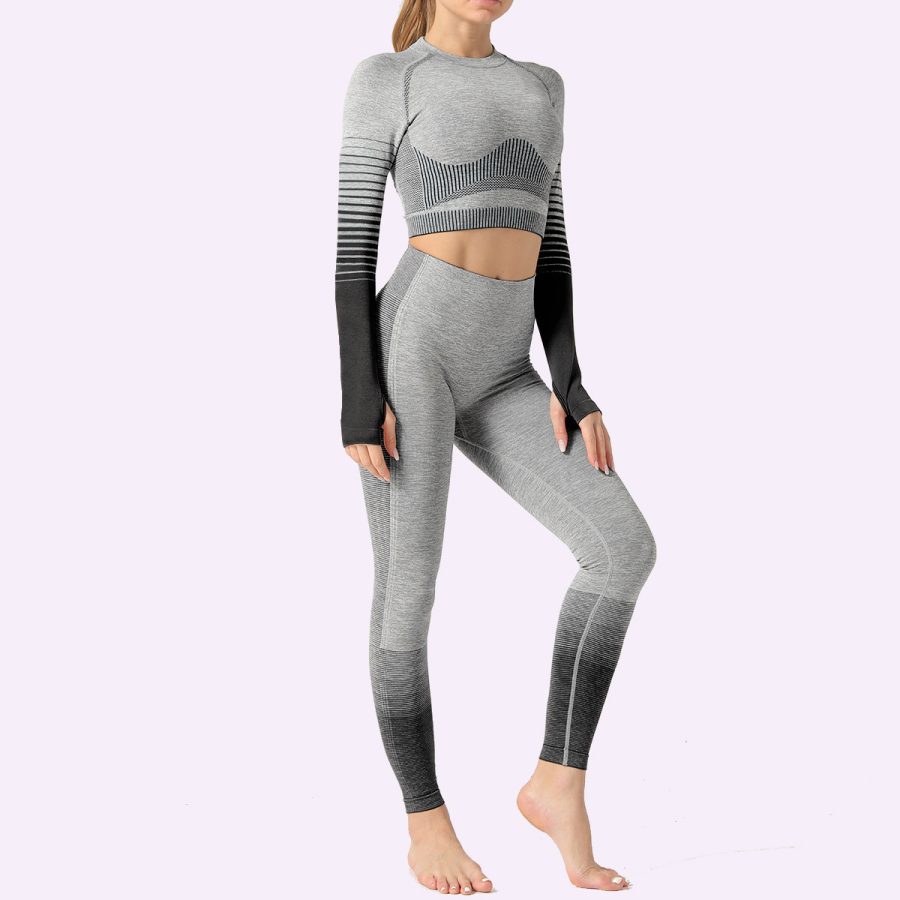 LANTECH Women Yoga Sets Gym Fitness Athletic 2 Pcs Sports Suits Set Pants Leggings Sportswear Leggings Seamless Sports Shirts - Image 7
