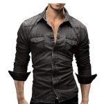 Men Shirt Brand Male Long Sleeve Shirts Casual Solid Slim Fit - Image 2