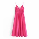 Fuchsia Midi Loose Poplin Slip Dress - Image 4
