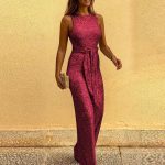 Sleeveless sexy sequined silver dot jumpsuit - Image 7