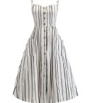 Sexy Dress Midi Button Striped Floral Dress - Image 2