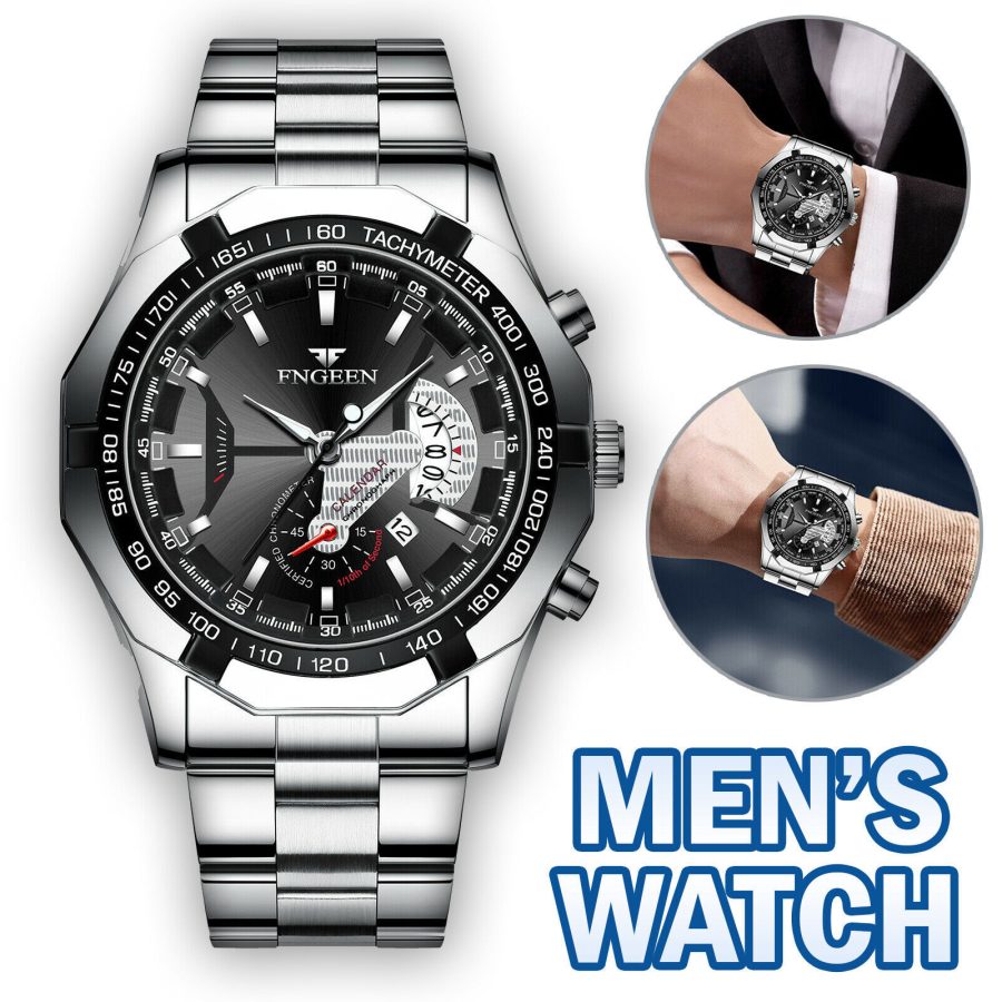 Waterproof Men's Stainless Steel Quartz Analog Wrist Watch Date Business Gift - Image 9