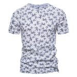Casual Slim-Fit Stretch T-Shirt Men Short-Sleeved Printed T-Shirt Sports Men - Image 3
