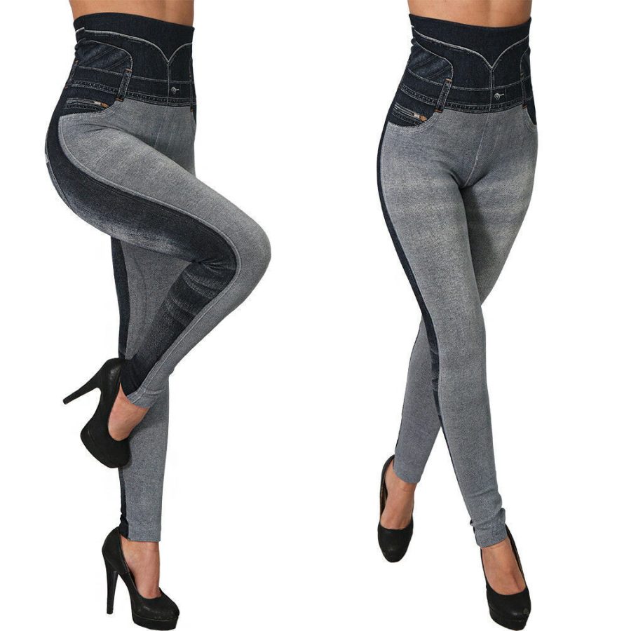 Seamless Imitation Of Jean Leggings For Women - Image 5