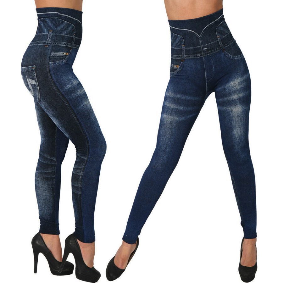 Seamless Imitation Of Jean Leggings For Women - Image 4