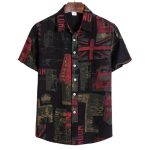 Summer Fashion Casual Men Baggy Beach Hawaiian Print Short Sleeve Button Retro Shirts Tops Blouse Men Shirt Summer New - Image 2