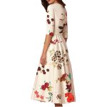 Deep V Sleeve Dress Flower Midi Dress - Image 3