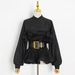 Korean Version Of Irregular Waist Lace Pleated Blouse Women's Blouse - Image 5