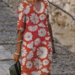 Fashion chrysanthemum midi dress - Image 9