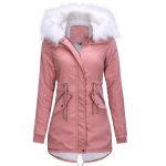 Cotton Coats Women Casual Fur Long Hooded Jacket Fashion Simple High Street - Image 3