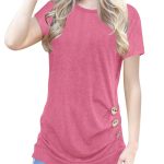 Button-decorated Short-sleeved T-shirt Women - Image 6