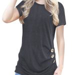 Button-decorated Short-sleeved T-shirt Women - Image 3