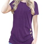 Button-decorated Short-sleeved T-shirt Women - Image 5