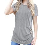 Button-decorated Short-sleeved T-shirt Women - Image 2