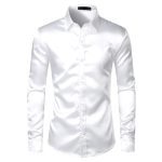 Mens Black Satin Dress Shirts - Image 2