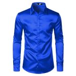 Mens Black Satin Dress Shirts - Image 3