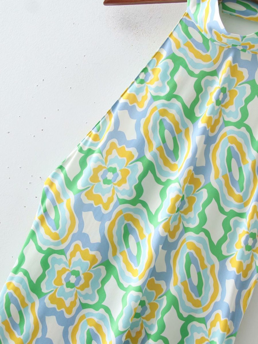 Spring Long Printed Midi Halterneck Dress - Image 2
