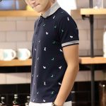 Short Sleeve T-shirt Men's One Summer Men's Thin Polo Shirt Fawn Print Lapel T-Shirt Large - Image 2