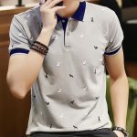 Short Sleeve T-shirt Men's One Summer Men's Thin Polo Shirt Fawn Print Lapel T-Shirt Large - Image 4