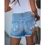 Fringed Denim Shorts Ripped Stitching Ladies Jeans Shorts Women - Image 4