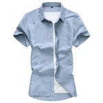 Men Short Sleeve Cotton Flower Shirt Mens Dress Shirts - Image 6