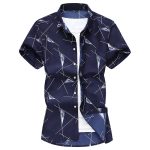 Men Short Sleeve Cotton Flower Shirt Mens Dress Shirts - Image 5