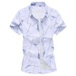 Men Short Sleeve Cotton Flower Shirt Mens Dress Shirts - Image 7