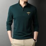 Stand-up Collar Men's Long-sleeved T-shirts Loose T-shirts Polo Shirts Men's Cotton Shirts Bottoming Shirt Trend - Image 5