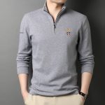 Stand-up Collar Men's Long-sleeved T-shirts Loose T-shirts Polo Shirts Men's Cotton Shirts Bottoming Shirt Trend - Image 6